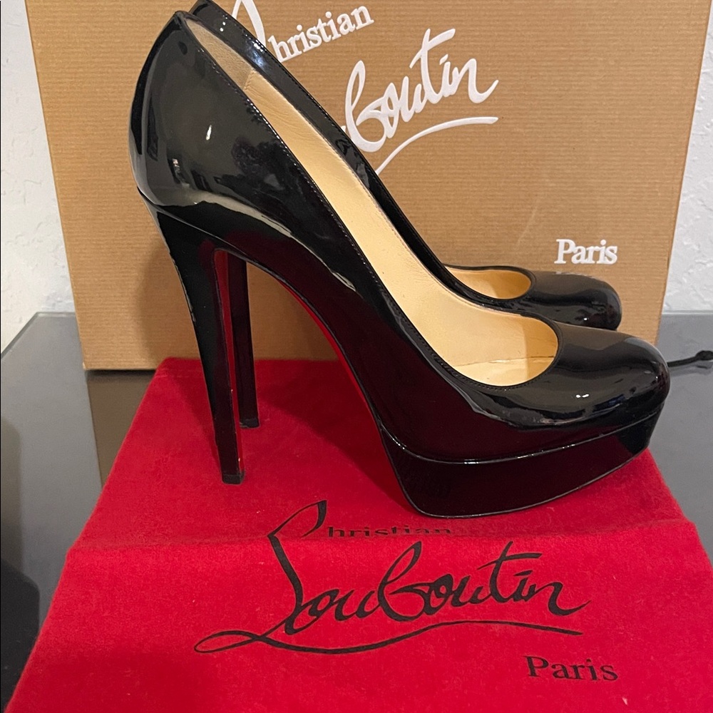 Christian Louboutin Black Patent Leather Heels - Picture 3 of 7